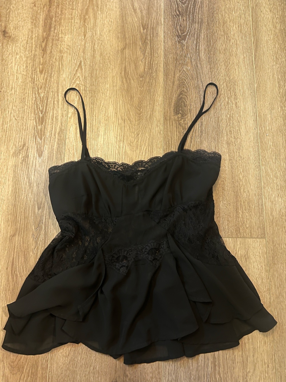 Anthropologie Black Lace-Trim Camisole Tunic